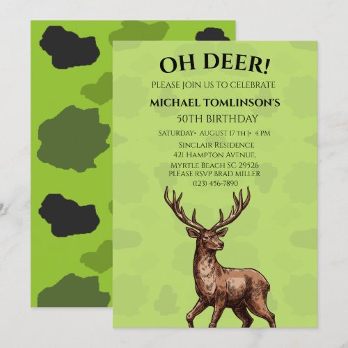 Deer Hunter Camouflage Birthday Invitation