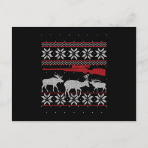 Deer Hunter Bucking Elk Hunting Ugly Christmas Invitation Postcard