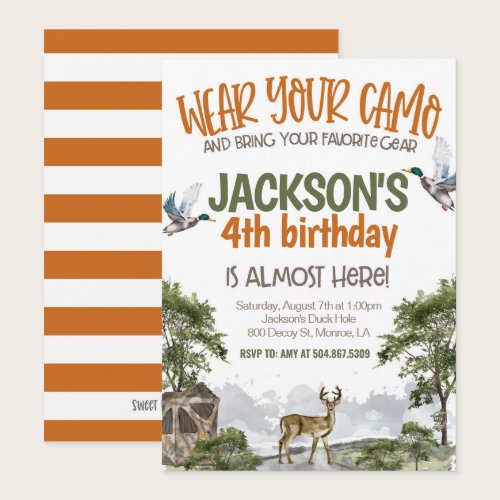 Deer Hunter Camo Birthday Invitation