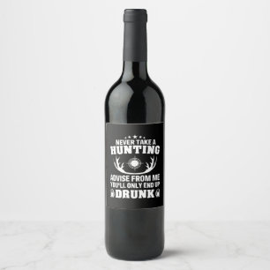 Deer Hunter Drinking Wine Label