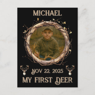 Deer Hunter First Buck Photo Date Name Keepsake Postcard
