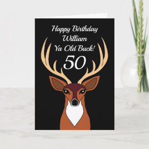 Deer Hunter Funny Old Buck 50th Birthday Card