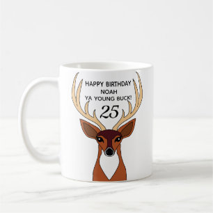Deer Hunter Funny Young Buck Personalized Birthday Coffee Mug