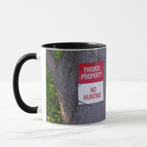 Deer Hunter in Woods with Sign Mug