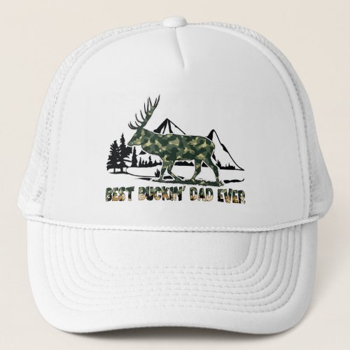 Deer Hunter  Pun  Best Dad Ever  Camouflage Trucker Hat