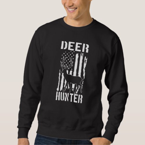 Deer Hunter Us Flag Deer Elk Buck Hunting Hunter Sweatshirt