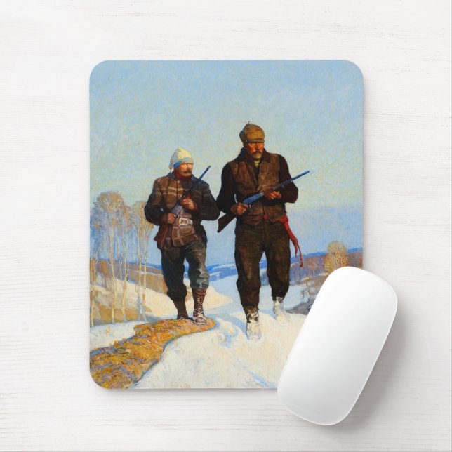 Deer Hunters by Newell Convers Wyeth Mouse Pad (With Mouse)