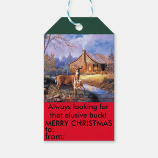 Deer hunters elusive buck christmas gift tag