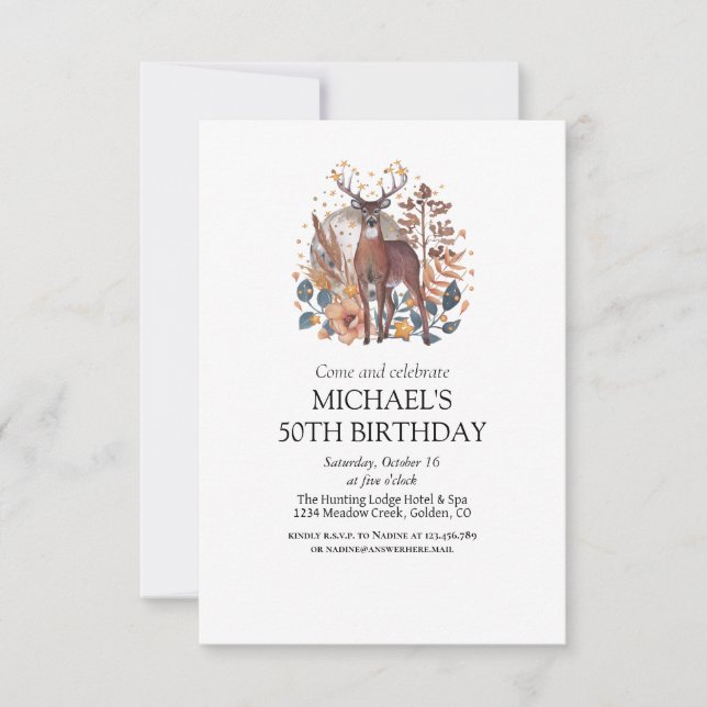 Deer Hunting Adult Birthday Party Invitation (Front)