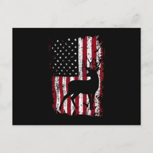 Deer Hunting American Flag Classic Invitation Postcard