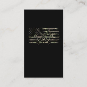 Deer Hunting American Flag Forest Gun Antler Business Card