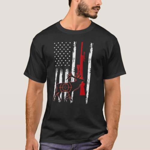 Deer Hunting American Flag _ Hunters Gift T_Shirt