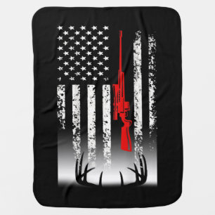 Deer hunting American Flag Hunting Baby Blanket