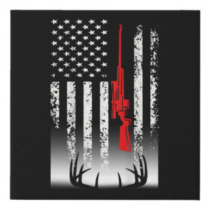 Deer hunting American Flag Hunting Faux Canvas Print