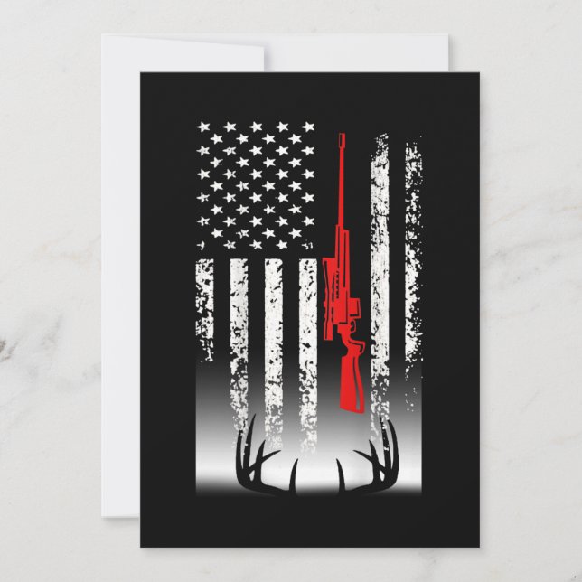 Deer hunting American Flag Hunting Invitation (Front)