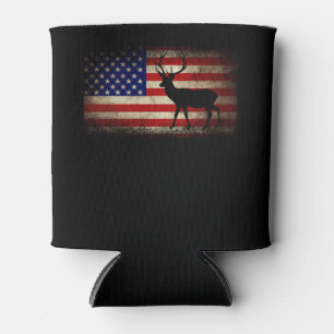 Deer Hunting American Flag USA Proud Hunter Can Cooler