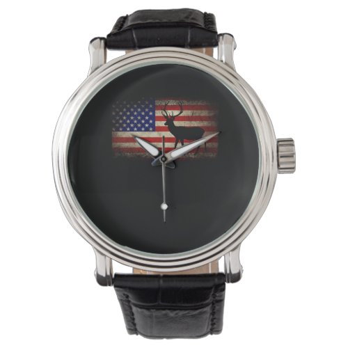 Deer Hunting American Flag USA Proud Hunter Watch