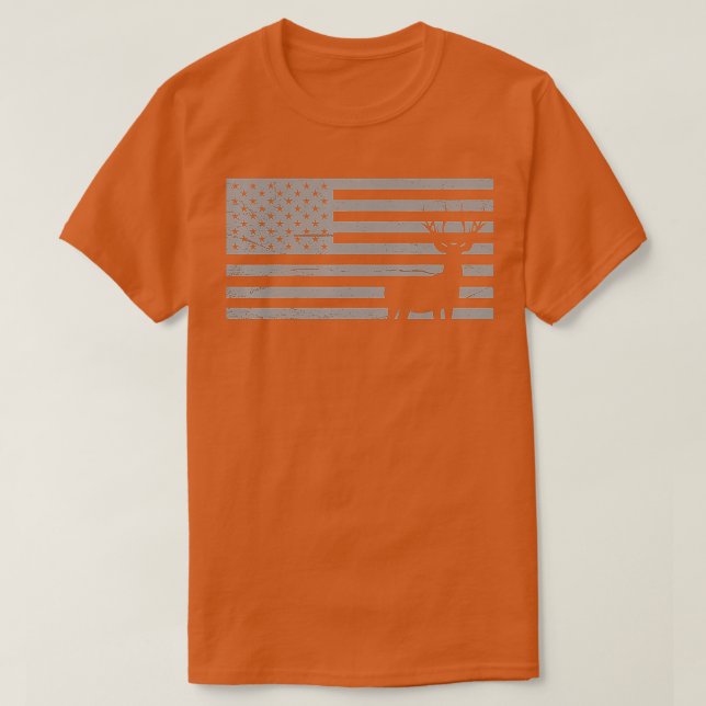 Deer Hunting And America Flag  Hunting Lover Gift  T-Shirt (Design Front)