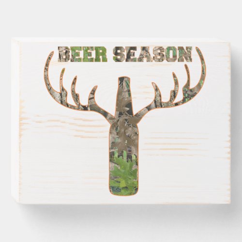 Deer Hunting Beer Season Whitetail Buck Wooden Box Sign