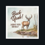 Deer Hunting Buck Yeah 40th Birthday Napkins<br><div class="desc">Celebrate turning forty with a little buck yeah energy using this Deer Hunting–themed 40th Birthday Napkin. Featuring a rustic watercolor deer in the woods design, this napkin adds the perfect outdoorsy touch to hunting lodge, cabin, or backyard birthday celebrations. Designed for adult men and hunters, it works beautifully as both...</div>