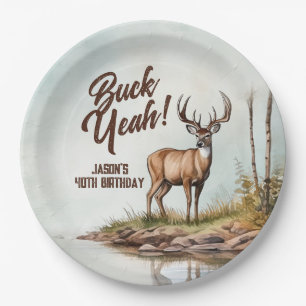 Deer Hunting Buck Yeah 40th Birthday Paper Plates