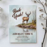Deer Hunting Buck Yeah 40th Birthday Party Invitation<br><div class="desc">Celebrate another year buck wild with this rustic deer hunting–themed birthday party design, featuring a detailed watercolor deer standing in the woods. Perfect for outdoorsmen, hunters, and nature lovers, this design blends a rugged yet artistic woodland style with bold “Buck Yeah” birthday humor. Ideal for adult men of any age,...</div>