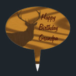 Deer hunting cake topper<br><div class="desc">Deer silhouette on a wood grain background, perfect for hunter or wildlife lovers. easily personalise this design by adding your own text. click the Customise button to adjust text size/color/font/position. Visit the CUSTOMIZEDGIFTS store for matching products and more hunting, fishing, and wildlife gifts.</div>