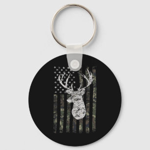 Deer Hunting Camo American Flag Keychain
