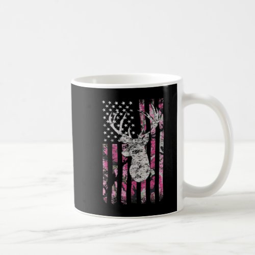 Deer Hunting Camo American Flag Pink Buck  Coffee Mug