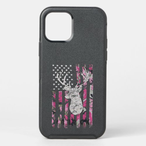 Deer Hunting Camo American Flag Pink Buck  OtterBox Symmetry iPhone 12 Pro Case