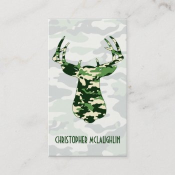 Deer Hunting Camo Buck Business Card by OutdoorAddix at Zazzle