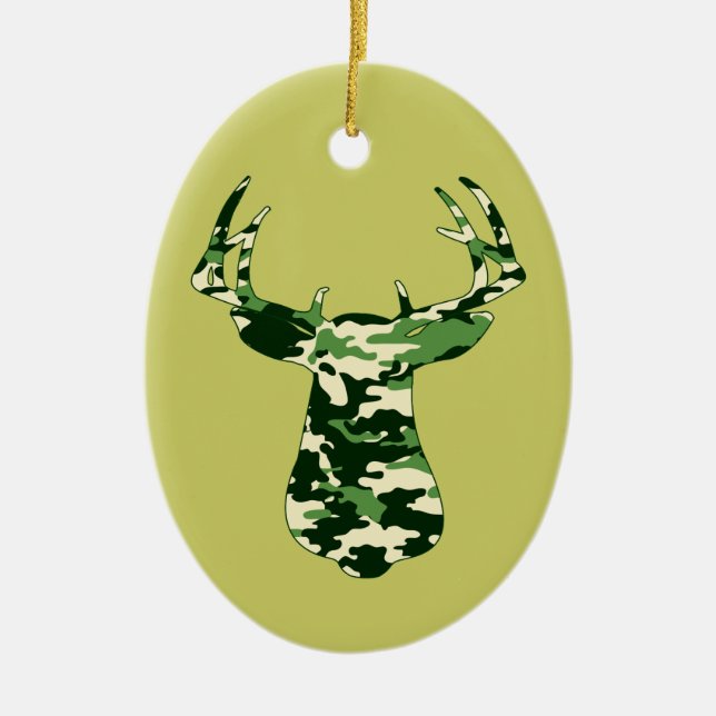 Deer Hunting Camo Buck Ceramic Ornament (Front)