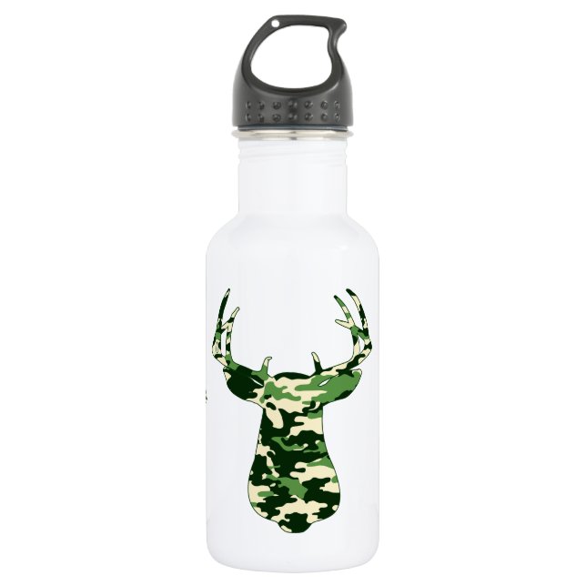 Deer Hunting Camo Buck Water Bottle (Front)