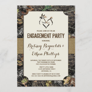 Deer Hunting Camo Engagement Party Invitations