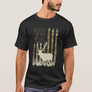 Deer Hunting Camo Hunter American Flag Usa Us Elk T-Shirt