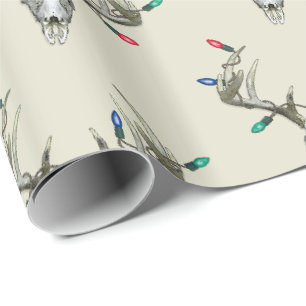 Deer Hunting Christmas Lights in Antlers Wrapping Paper