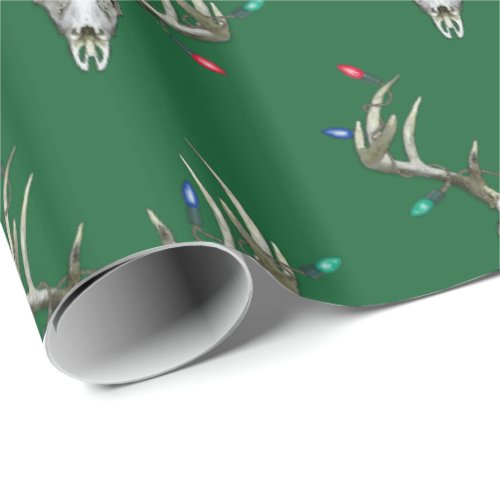 Deer Hunting Christmas Lights in Antlers  Wrapping Wrapping Paper