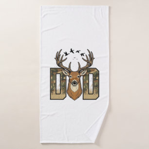Deer Hunting Dad Camo Buck Vector Shirt Design_1 Bath Towel