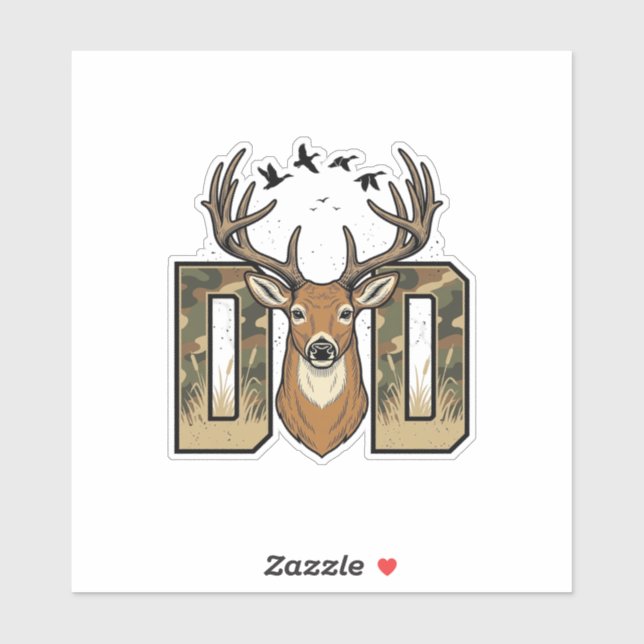Deer Hunting Dad Camo Buck Vector Shirt Design_1 Sticker (Sheet)