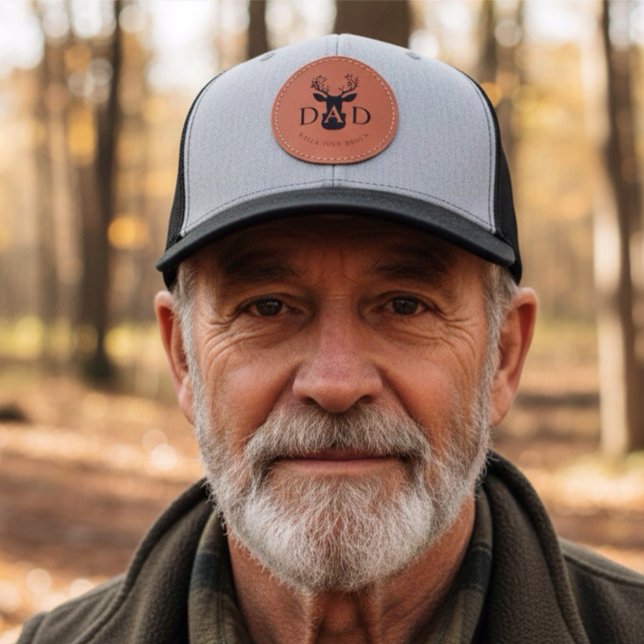 Deer Hunting Dad Custom Leather Patch Hat (Creator Uploaded)