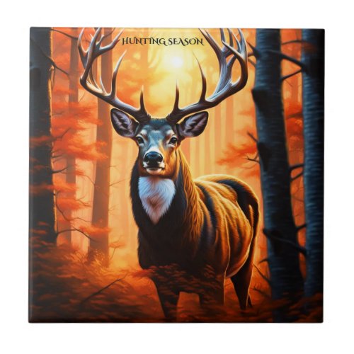 Deer Hunting Design Ceramic Tile