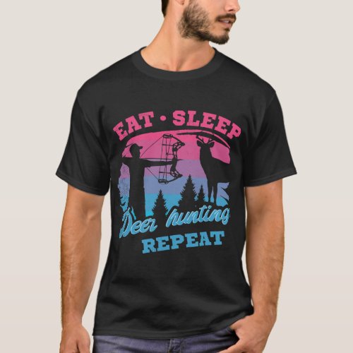 Deer hunting eat sleep repeat retro aesthetic art T_Shirt