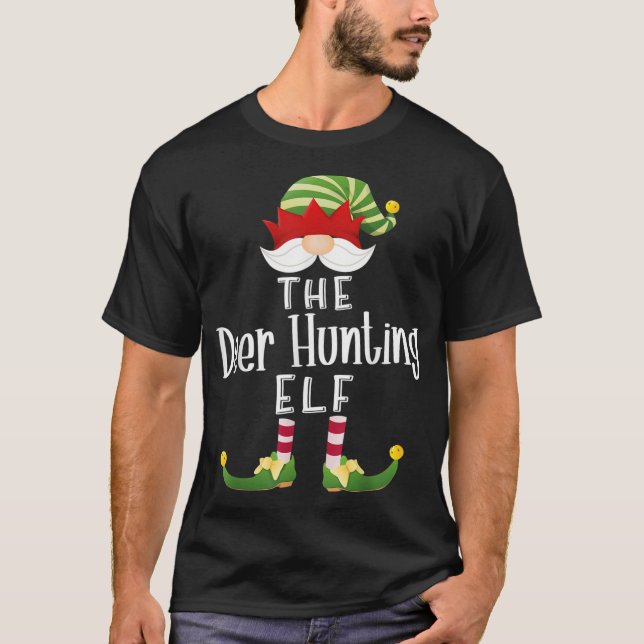 Deer Hunting Elf Group Christmas Funny Pajama Part T-Shirt (Front)