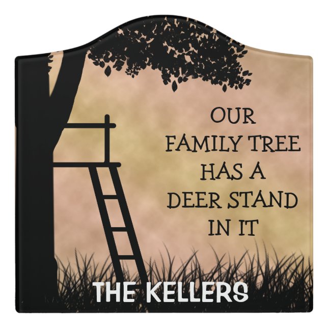 Deer Hunting Family Tree Door Sign (Large Crest Front)