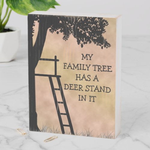 Deer Hunting Family Tree Wooden Box Sign