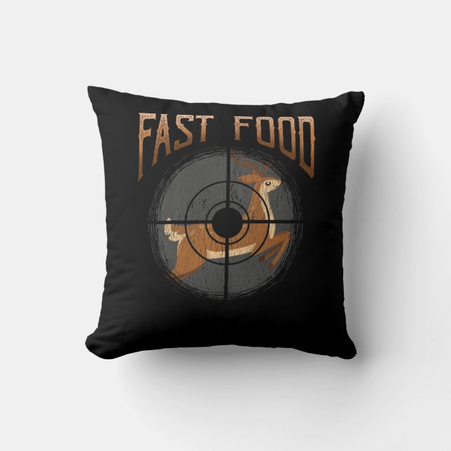 Deer Hunting Fast Food Forest Hunter Throw Pillow (Front)
