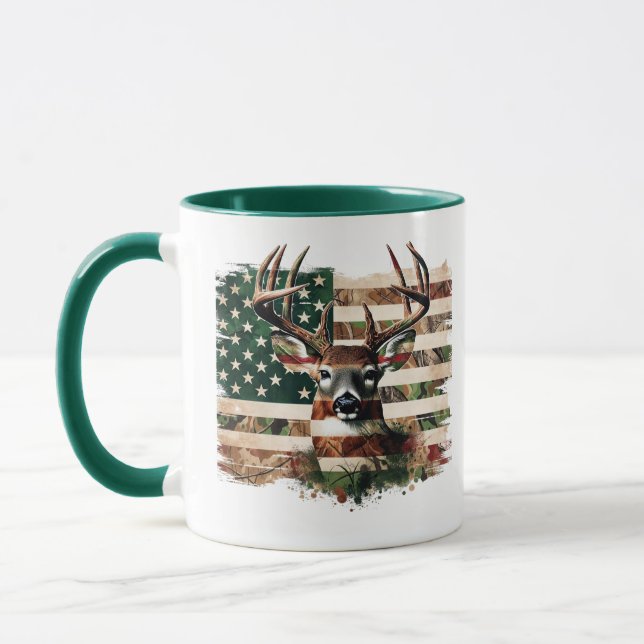 Deer Hunting Flag Print Coffee Mug (Left)