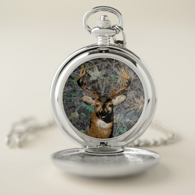 Deer Hunting Gifts, Whitetail Deer Hunter Pocket Watch (Inside)
