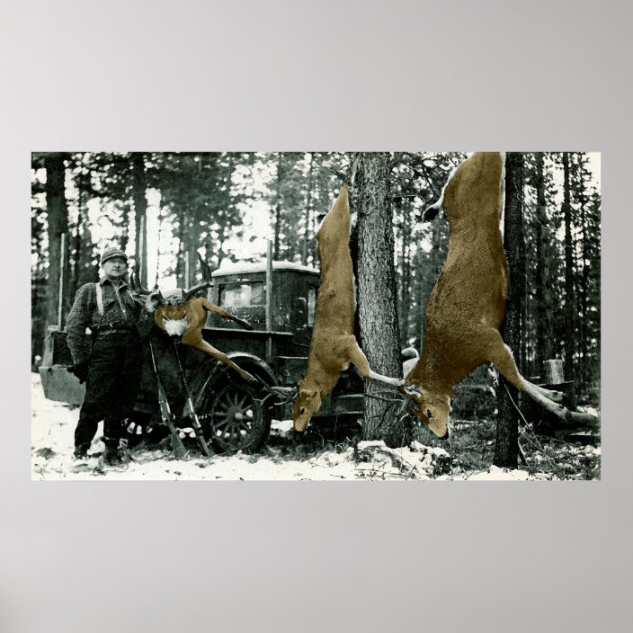 Deer Hunting Hunter Vintage Photograph Colorsplash Poster Zazzle Com