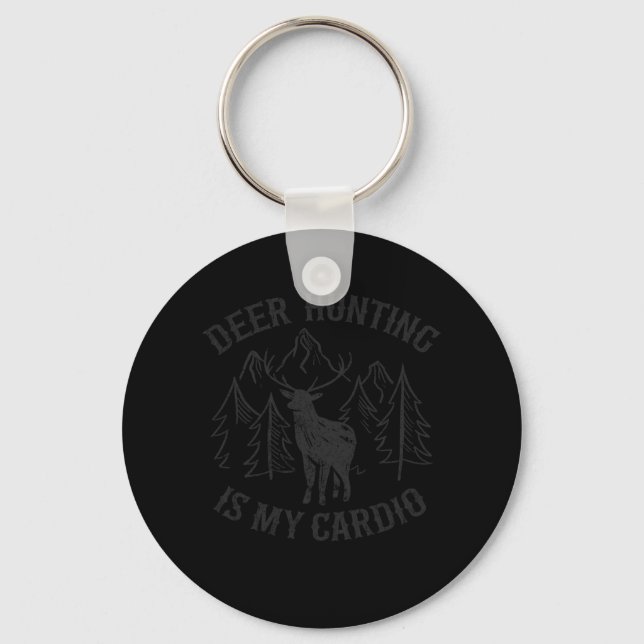 Deer Hunting Is My Cardio Archery Bow Hunting Gift Keychain (Front)